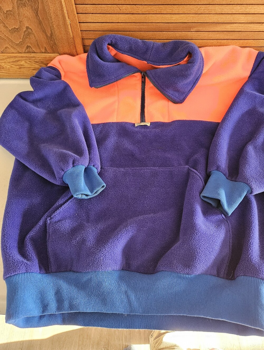 VTG MacPhee And Me Neon Colorblock Quarter Zip Fleece